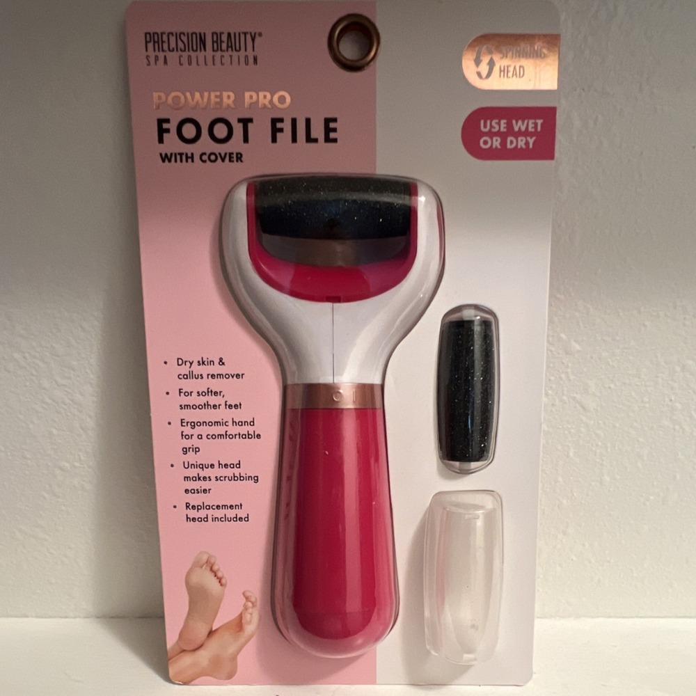 Precision Beauty Power Pro Foot File Wet/Dry w/ Cover Pink/White